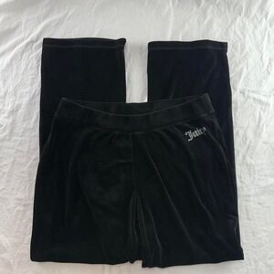 Juicy Couture Bling Velour Track Pants Black Women's Sz L Y2k 2000s Bratz